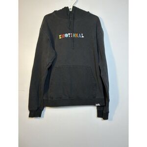 Broken Promises Hoodie Women's Sz M Black graphic Print Comfort Kangaroo Pocket‎